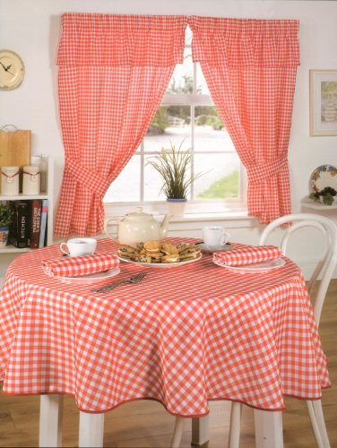 Emma Barclay Molly - Gingham Pencil Pleat Curtains With Pelmet Header in Red - Width 46 x Drop 54 (116 x 137cm)