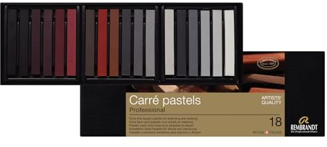 Rembrandt Carré-Pastell-Set Professional in Luxus-Box | 18 Pastelle | Komplette Basis-Erdfarben-Auswahl