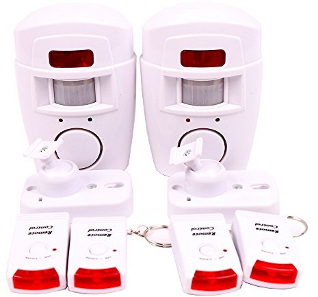 WER Alarma De Detección De Movimiento Inalámbrico Infrarrojo, Seguridad del Hogar, Garaje, Almacenamiento, Sistema De Alarma De Caravana, Fuente De Alimentación De La Batería con 2 Controles Remotos