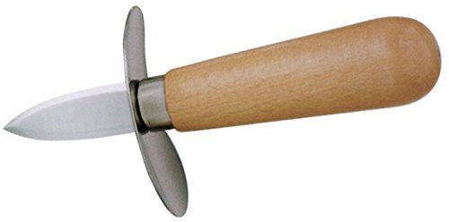 Cuchillo de ostras de acero, con claro lacado mango de madera y protección para los dedos/Longitud: 14 cm, longitud de la hoja: 4,5 cm | ERK