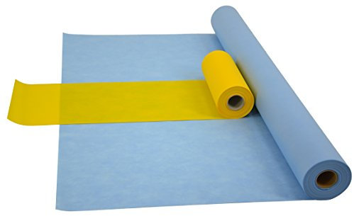 Sensalux Kombi-Set 1 Tischdeckenrolle 1,5m x 25m + Tischläufer 30cm (Farbe nach Wahl) Rolle hellblau Tischläufer gelb
