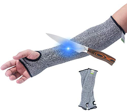 UrsoKuz Schnittfeste Ärmel 17.7-Zoll-Antiknitschtrick-Ärmel, Level 5 reißfeste Ärmel UV-Schutz, mit Daumenlöchern Hilft, Kratzer, Insektenstiche und Hautirritationen zu vermeiden, 1 Paar