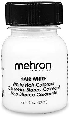 Mehron Make-up Hair White | Auswaschbare Haartönung | Temporäre Farbe für Theater, Cosplay und Halloween 30 ml