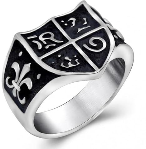 BOBIJOO Jewelry - Chevalière Bague Esprit Jeanne d'arc Royalisme Fleur Lys Templier Symbole Ancien - 68 (12 US)