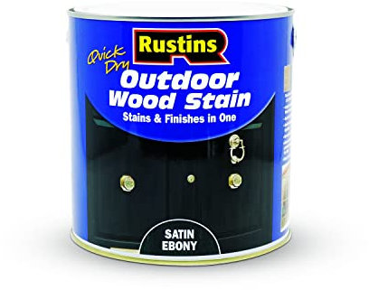 Rustins Quick Dry Outdoor Wood Stain Ebony 2.5ltr- Durable and Weather-Resistant Finish, Fast Drying, Vibrant Color for Decks, Fences, & Furniture, Available in Many Wood Shades