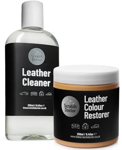 Scratch Doctor Leather Cleaner & Colour Restorer Kit for Sofas Car Seats Bags Shoes Jackets (Tan, 250ml)