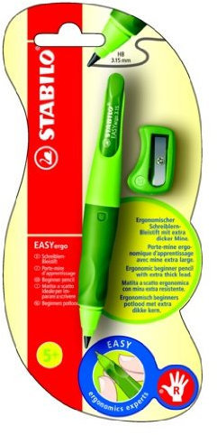 STABILO EASYergo 3.15 1er Blister rechts grün - ergonomischer Druckbleistift (HB) mit Spitzer