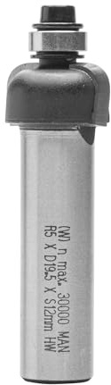 ENT 14726 Hohlkehlfräser HW, Schaft (S) 12 mm, Durchmesser (D) 19,5 mm, NL 9,5 mm, R 5 mm, SL 40 mm, mit Kugellager