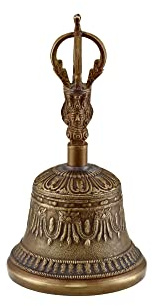Sonic Energy Tibetische Glocke, Bronze, Groß (B-XL) | Ghanta, 10,9 cm Durchmesser, 21,1 cm hoch, 700 g, handgerfertigt in Indien, Ornament, Gusslegierung