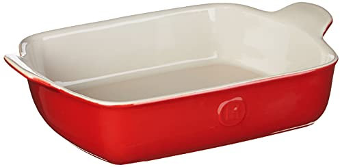 Emile Henry HR Modern Classics - Molde rectangular pequeño (28 x 20 cm), color blanco, Rouge Red