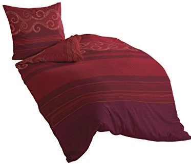 Bierbaum 4429_04 Mako-Satin-Bettwäsche, Desingned in Germany, 155 x 220 cm / 80 x 80 cm, rot