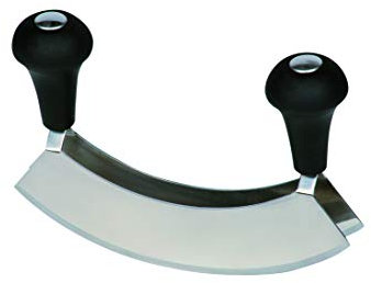 Kelomat, 1654-247, Wiegemesser, Spezialmesser, Edelstahl, rostfrei, halbrunde Doppelklinge, zwei Griffe, Kunststoff, Silber/Schwarz, LBH 17 x 3.8 x 12.6 cm, 190 g