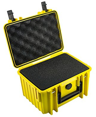 B&W International GmbH Outdoor Case Hartschalenkoffer Typ 2000 mit Schaumstoff (Hardcase Koffer IP67, SI Würfelschaum, wasserdicht, Innenmaß 25x17,5x15,5cm, Gelb), 2000/Y/SI, Typ 2000 - Innenmaß 25x17x15cm