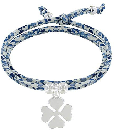 LES POULETTES BIJOUX - Bracelet Double Tour Lien liberty et Trèfle Argent 925 - Colors