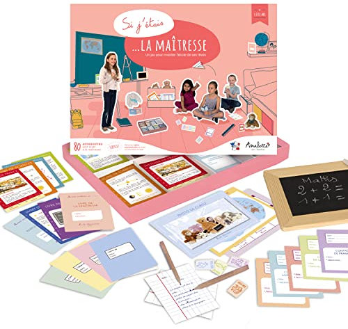 Amulette - Coffret Si J’étais la Maîtresse - Jeu Éducatif 6 à 10 Ans - 80+ Accessoires pour Jouer à la Maîtresse d’École Primaire - Jouet Cadeau Enfant Fille Garçon Métier - Fabriqué en France - GCMA