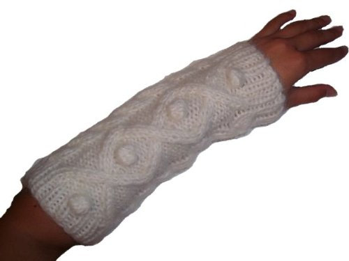 alles-meine.de GmbH wollweiß/Creme Strick Stulpen Pulswärmer Armstulpen gestrickt Wolle Stulpe