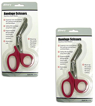 Allary Bandage Scissors - 219 - Stainless Steel Blades - Multi-Packs (Set of 2 Bandage Scissors)