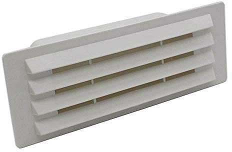 Kair White Airbrick Grille with Damper Flap for 150mm x 70mm Ducting | Fits inside 150 x 70mm rectangular ducting pipe such as Kair, Airbrick external dimensions 221 x 80mm - Spigot Size: 146mm