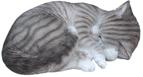 Vivid Arts Ltd Real Life Dekofigur Schlafende Katze, lebensecht, schlafend, gestreiftes Fell, Größe B