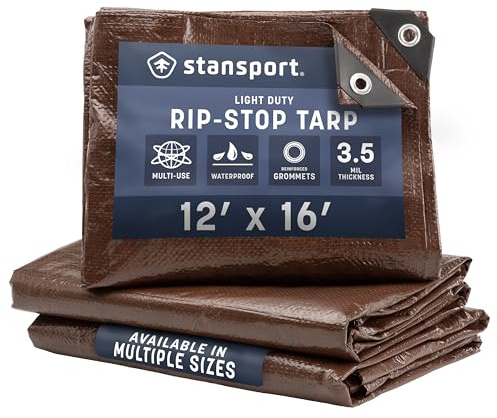 StanSport Light-Duty Rip-Stop Tarp 12' x 16' -Brown, Telo da Campeggio Unisex-Adulto, Multicolore, Taglia Unica