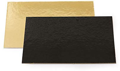 DECORA - Piatto torta rettangolare, 30 x 40 cm, Oro/Nero, 1 pezzo (l'immagine mostra entrambi i lati)