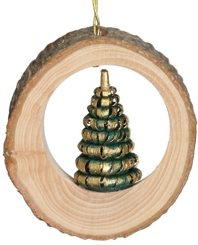 Rudolphs Schatzkiste Christbaumschmuck mit Ringelbäumchen Gold/grün Weihnachtsbaumschmuck Ø 4cm NEU Christbaum Weihnachtsbaum Baumbehang Baumschmuck Weihnachtsschmuck Baum Dekoration Seiffen