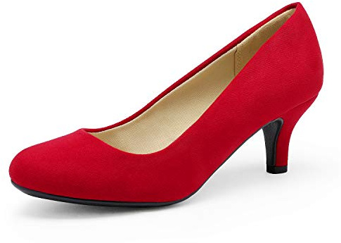 DREAM PAIRS Women's Low Heel Wedding Party Pumps | 2.5 Heel, Classic Round Toe, Slip-on, Comfortable Latex Insole, Durable Slip-resistant Outsole