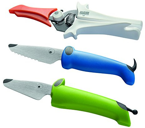 KUHN RIKON kinderkitchen Kindermesser und Schere Set 3-teilig, grün/blau/weiss, ab 3 Jahren