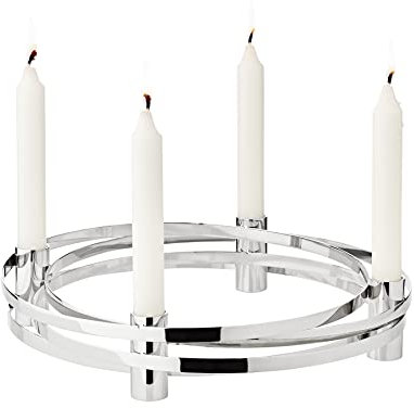EDZARD Advent Wreath Avia, diameter 30 cm, aluminium nickel-plated silver, for stick candles