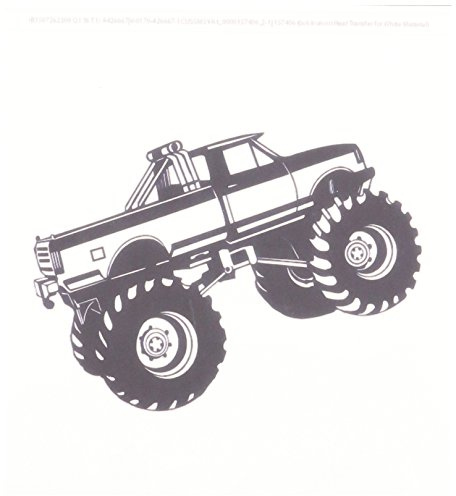 3dRose ht_157406_2 Monster Truck Black Monster Truck Iron on Heat Transfer Paper for White Material, 6 by 6-Inch