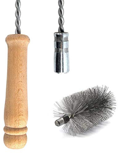 Schubstange Kesselstab FLEXIBEL Holzgriff M12 Länge 80cm + 80 mm Heizkesselbürste Kesselbürsten Ofenbürste Ofenrohr reinigen Reinigungsbürste