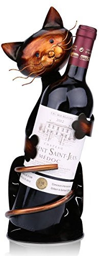 Tooarts-Weinflaschenhalter - Metall-Skulptur - für Dekoration katze