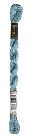 Anchor Stickgarne, 100% Baumwolle, airblau, Stärke 5, 21m, 4585000-00976