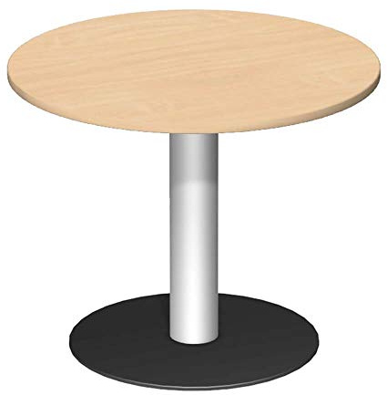 Konferenztisch, rund mit Säulenfuá, Durchm.xH 900x 720 mm, Plattenfarbe buche, Säule silber, Tellerfu