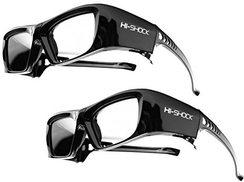 2x Hi-SHOCK® RF Pro Black Diamond | Gafas 3D-RF para proyectores: EPSON®, JVC®, SONY® | compatibles con ELPGS03, EB-W16, EH-TW550, EH-TW570, EH-TW5910, EH-TW5100, EH-TW5200, EH-TW5300, EH-TW5350, EH-TW5210, EH-TW6100, EH-TW6600, EH-TW7200, EH-TW8100, EH-TW8200, EH-TW9100, EH-TW9200 | optimiza la nitidez, brillo y contraste [Gafas de obturador | 120 Hz | recargables | 39g | RF estándar | Negro]