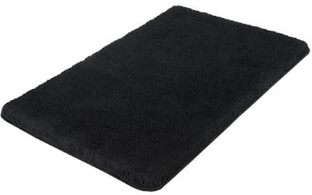 Kleine Wolke Badteppich Relax Schwarz 50 x 80 cm | OEKO-TEX zertifiziert, rutschhemmende Unterseite, für Fußbodenheizung, maschinenwaschbar, 100% Polyacryl
