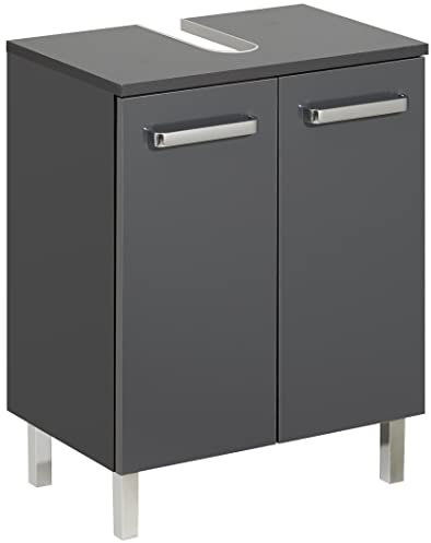 Pelipal Mueble de lavabo Quickset 311 de antracita brillante, 50 cm de ancho | Mueble de lavabo sin lavabo con 2 puertas