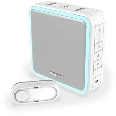 Honeywell Home DC915S Serie 9, Campanello Portatile senza Fili con LED e Pulsante, Bianco