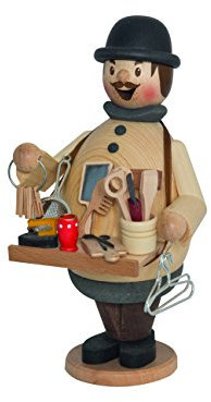 Kuhnert Drechslerei Rauchmann/Räucherfigur aus Holz - Max als Hausierer - 16cm Höhe - Made in Germany