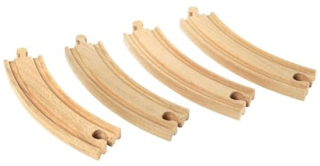 BRIO World 1/1 Gebogene Gleise - 4 Teile - Spielzeug ab 3 Jahre | Schienenset, BRIO Holzeisenbahn-Zubehör, Kleinkindspielzeug, Geschenk für Jungen und Mädchen