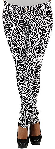 Sotala Damen Röhrenhose Stretch Hüfthose Jeans Zebra Leoparden Muster Optik Skinny Schwarz Weiß Y8700+ 36