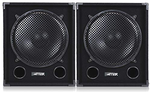 MAX Max15SUB 15-Inch Passive PA Subwoofer Pair - 2400W Unpowered DJ Sub Bass Speakers with Pole Mounts, Dual Jack Connectors and Carpeted Finish for Live Events, Bands and Mobile DJs