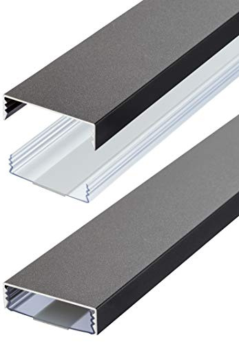 Flacher Design Aluminium Kabelkanal lackiert in Titanium Anthrazit Seidenmatt selbstklebend 50 mm x 15 mm Alunovo Kabelschacht Leitungskanal Installationskanal (Länge: 30cm)