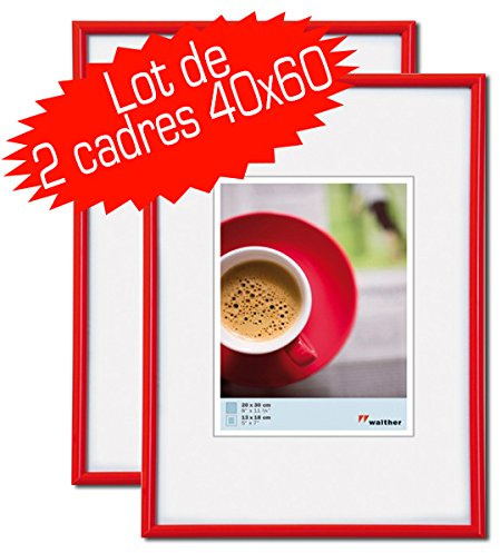 Bilderrahmen von Walther Kunststoffrahmen Galeria 40x60 rot - Normalglas 2er Pack