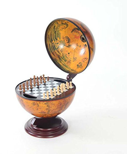 Old modernes Kunsthandwerk Globe 33 cm mit Schach Halter, rot