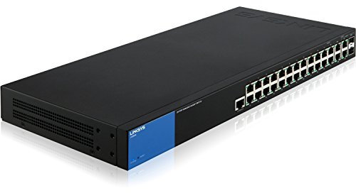 Linksys 28-port Managed Switch Gigabit – 28 puertos – manejable – 28 x RJ-45 – 2 x ranuras de expansión – 10/100/1000Base-T, 1000Base-X – Escritorio – lgs528