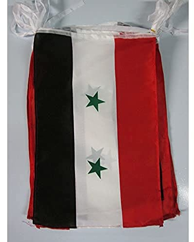 AZ FLAG Wimpelkette Freie Syrische Armee 12 m 20 Flaggen Leichtes Polyester | Für innen und außen Saudi-arabische Flaggenkette Flaggen auf verstärktem Band vernäht