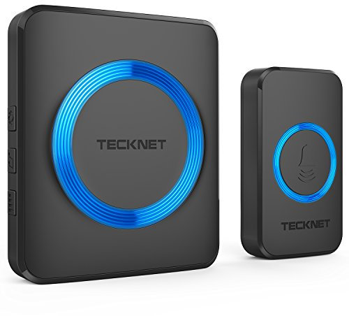TECKNET Campanello Wireless, Campanello Senza Fili da Esterno Impermeabile, 60 Melodie con 5 Livelli di Volume, Raggio d’Azione 400m(1x Trasmettitore e 1x Ricevitore)