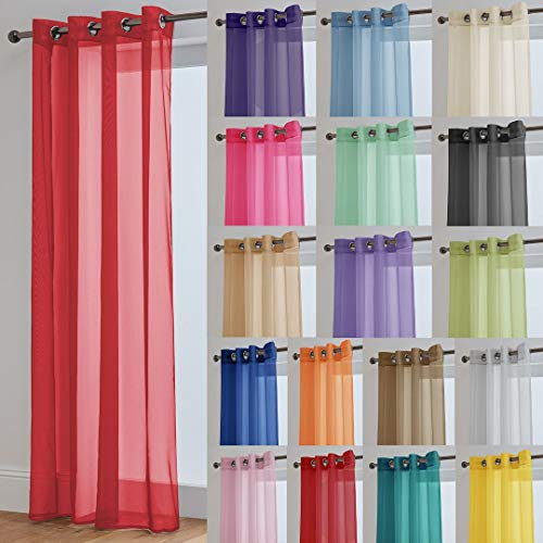 John Aird Lucy Voile Curtain - Eyelet - 1x Curtain Panel (Red, 58 Wide x 72 Drop)