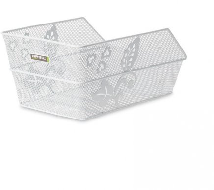 Cento Rear Bike Basket for School Bags 31.5 x 21.5 x 17 cm Close-Meshed with Flower Design White